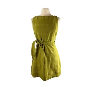FREE PEOPLE Zahara Cotton Linen Tie Waist Olive Green Mini Dress Medium